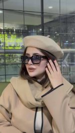 عینک آفتابی زنانه سلین مشکی براق فریم مربع اورسایز مدل - تصویر 3