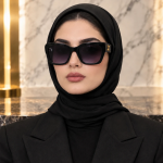 عینک آفتابی زنانه سلین فریم مربع اورسایز مشکی کلاسیک - تصویر 2