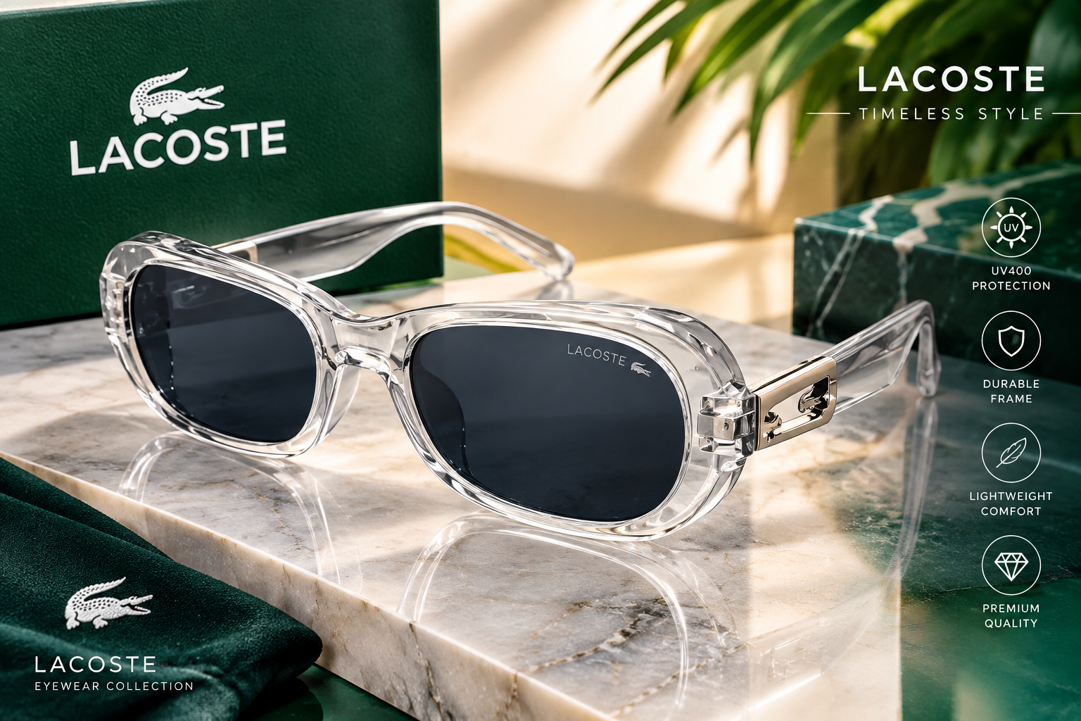 file_000000006aa481f49bad14d4fdb5978e عینک آفتابی لاگوست LACOSTE | فریم کریستالی شفاف - تصویر 1