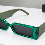 عینک دودی فشن و کژوال مستطیلی رترو سبز دو رنگ Cyber Emerald