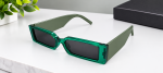 عینک دودی فشن و کژوال مستطیلی رترو سبز دو رنگ Cyber Emerald