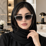 عینک آفتابی زنانه سلین کریستالی شفاف فریم مربع اورسایز - تصویر 2