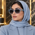 عینک آفتابی زنانه سلین فریم مربعی شفاف آبی - تصویر 2